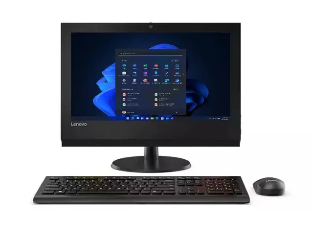 Close-up view of Lenovo V310z AIO PC - Intel i3-7th Gen, 8GB RAM, 1TB HDD, 19.5" HD, DVD RW - Basic Home & Office Desktop (DOS)
