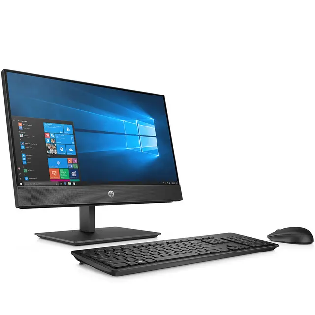 Close-up view of HP ProOne 600 G5 21.5" Touch AIO PC – Refurbished Intel i5, 8GB RAM, 512GB SSD, Win 10 Pro – 6-Month Warranty
