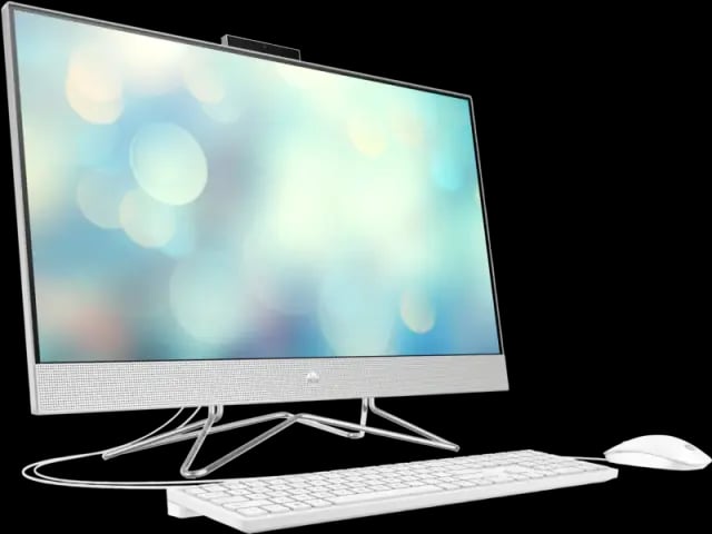 Close-up view of HP 27-DP1013NY AIO Desktop - 11th Gen Intel i7-1165G7, 27" FHD, 8GB RAM, 1TB HDD, Iris Xe Graphics, WiFi 6, FreeDOS - 1 Year Warranty